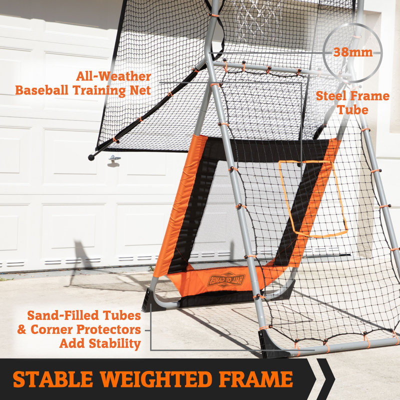 Hall Of Games Outdoor 2in1 Basketball And Baseball Pitchback Training